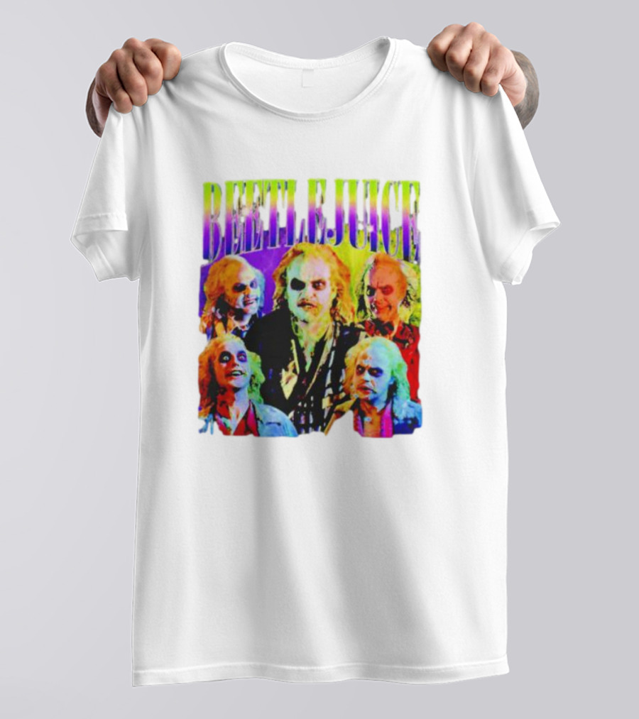 Beetlejuice Multicolor Faces Fantasy Horror Movie T-Shirt