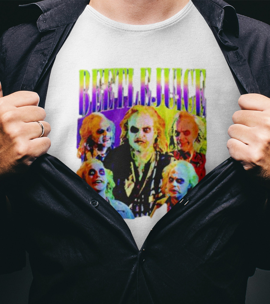 Beetlejuice Multicolor Faces Fantasy Horror Movie T-Shirt