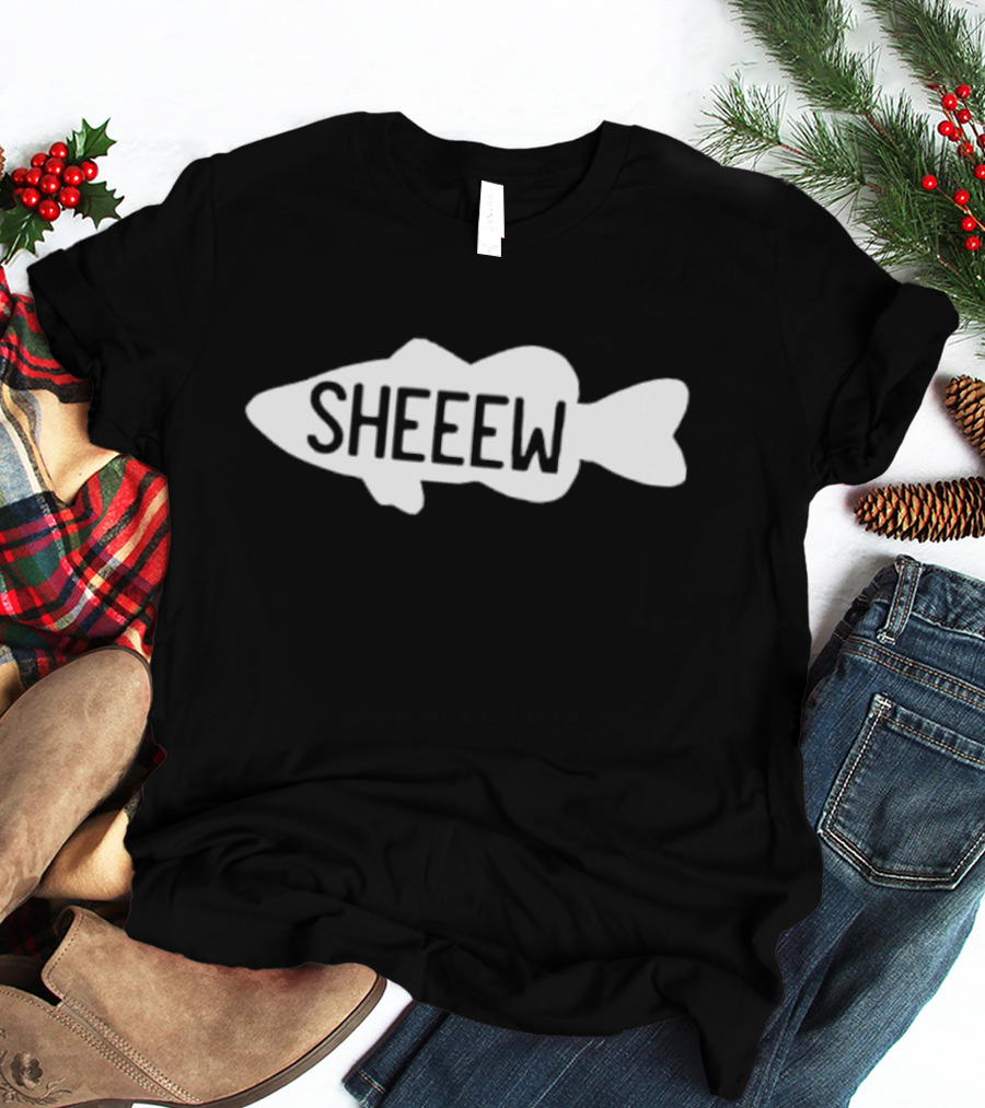 Sheeew Fishing Flair Bass Icon Black T-Shirt