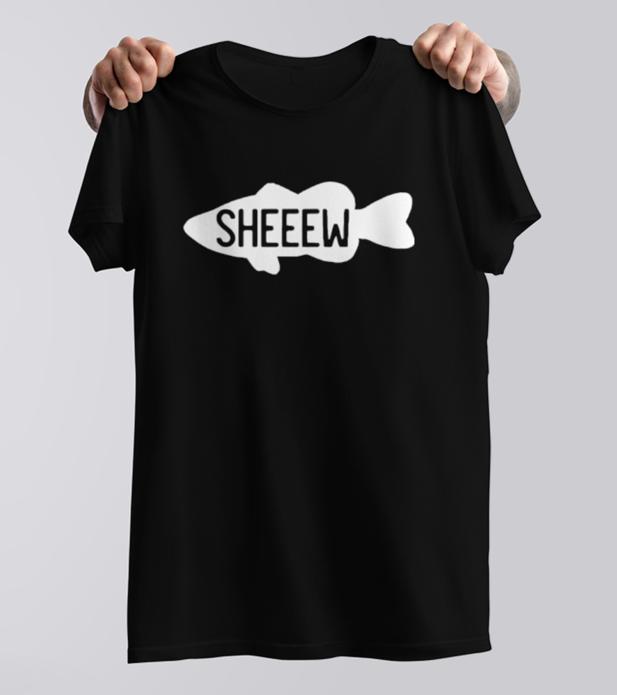 Sheeew Fishing Flair Bass Icon Black T-Shirt