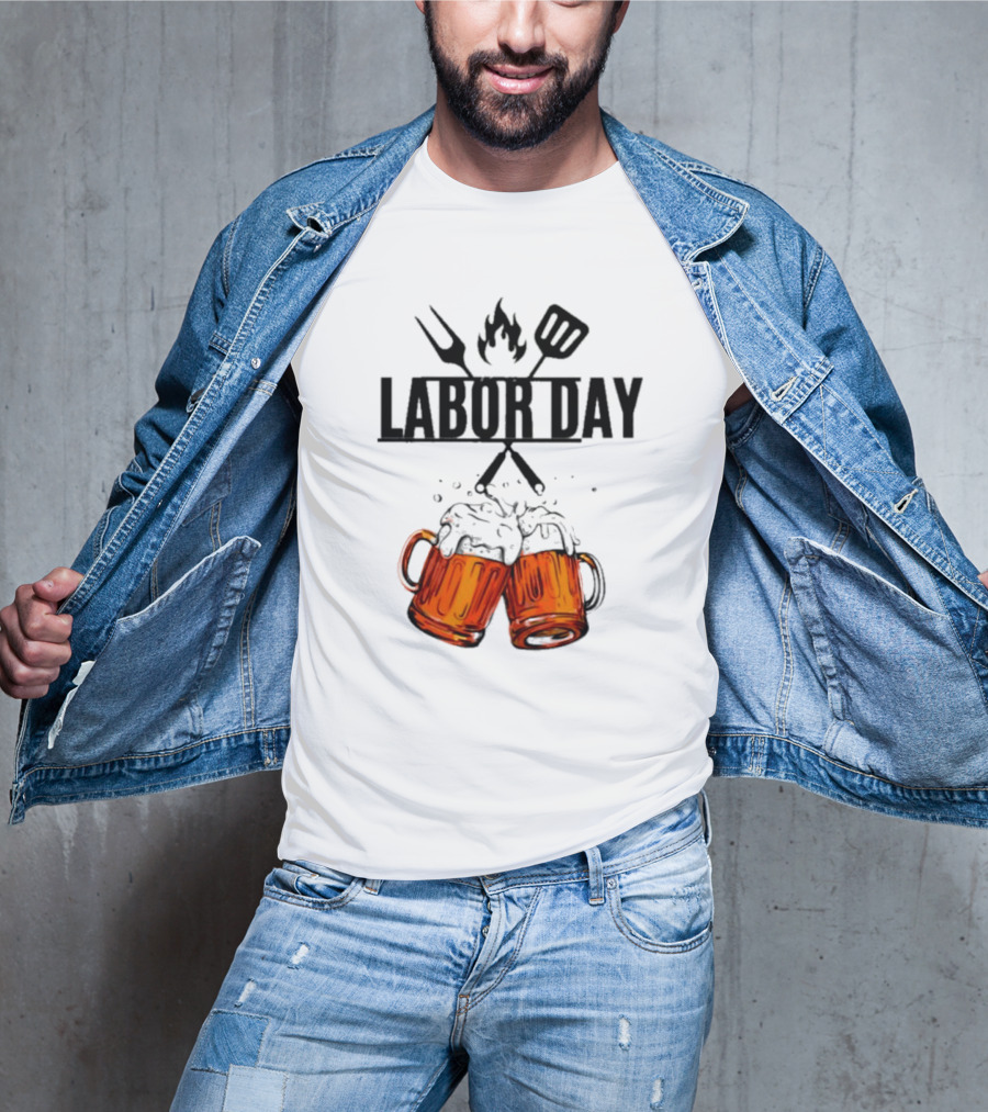 Labor Day BBQ Fire Beer Cheers T-Shirt