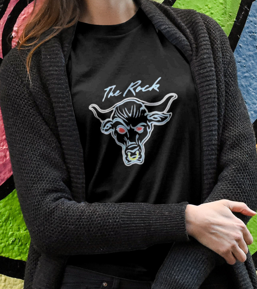 The Rock Neon Glow Bull Ripple Junction Black T-Shirt