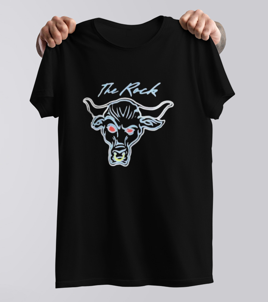 The Rock Neon Glow Bull Ripple Junction Black T-Shirt