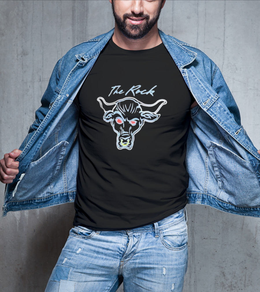 The Rock Neon Glow Bull Ripple Junction Black T-Shirt