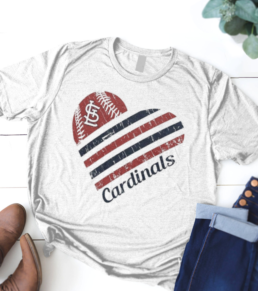 St. Louis Cardinals Heart Baseball Design G-III 4Her By Carl Banks White T-Shirt