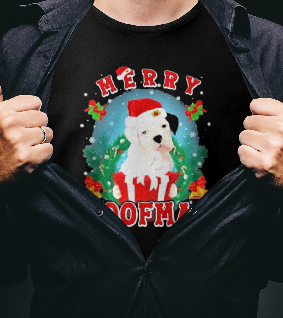 Boxer Puppy Merry Woofmas With Santa Hat And Gift T-Shirt