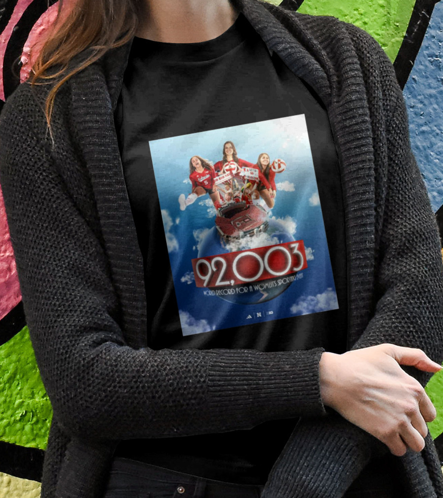 Nebraska Cornhuskers Women's Volleyball 92003 World Record For A Women's Sporting Event T-Shirt