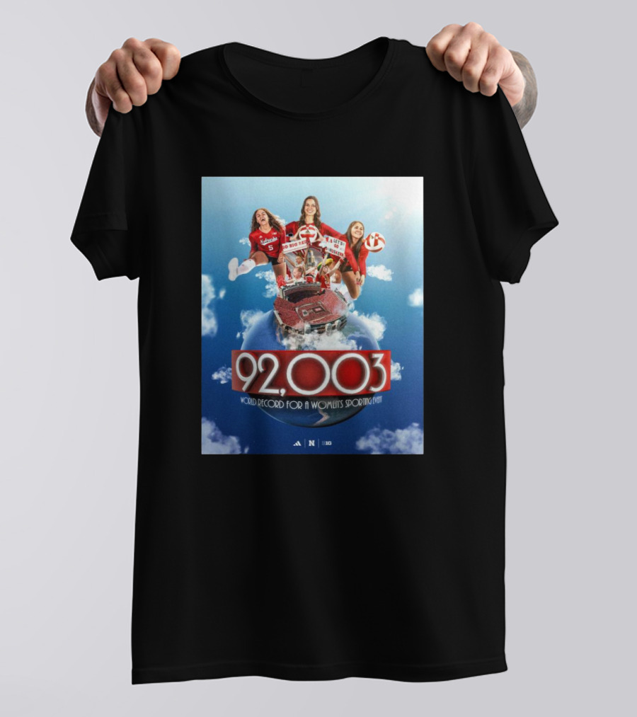 Nebraska Cornhuskers Women's Volleyball 92003 World Record For A Women's Sporting Event T-Shirt