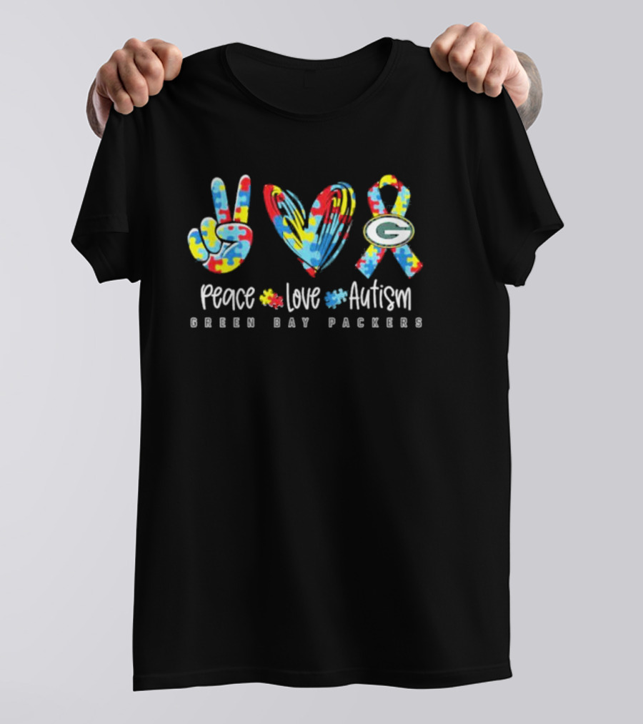 Peace Love Autism Green Bay Packers T-Shirt