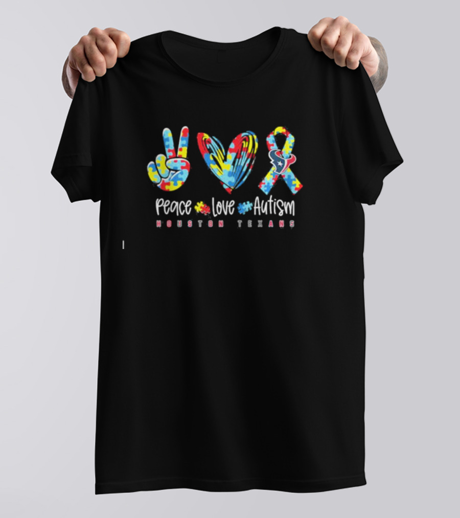 Peace Love Autism Houston Texans NFL T-Shirt