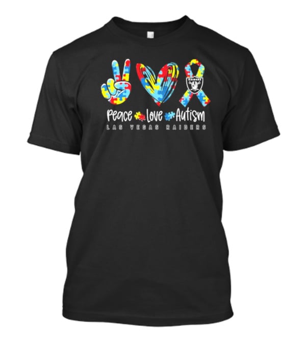 Peace Love Autism Las Vegas Raiders NFL Puzzle T-Shirt