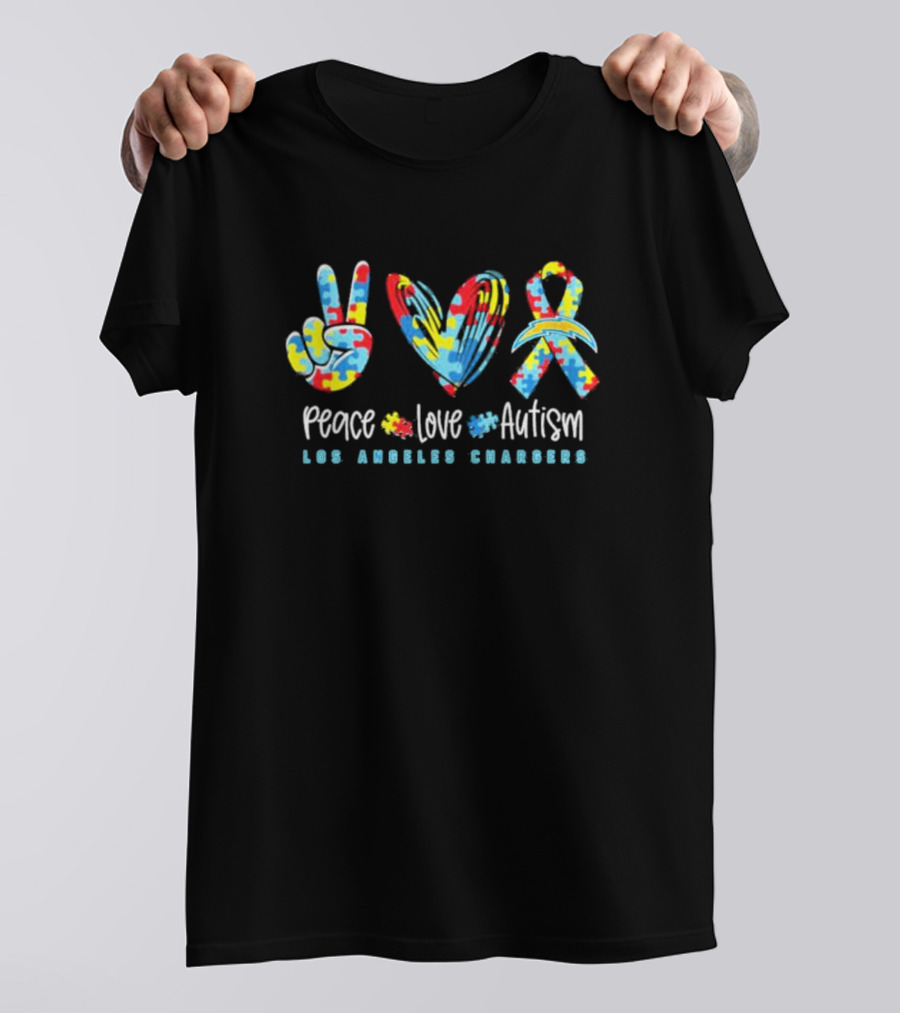Peace Love Autism Los Angeles Chargers NFL T-Shirt