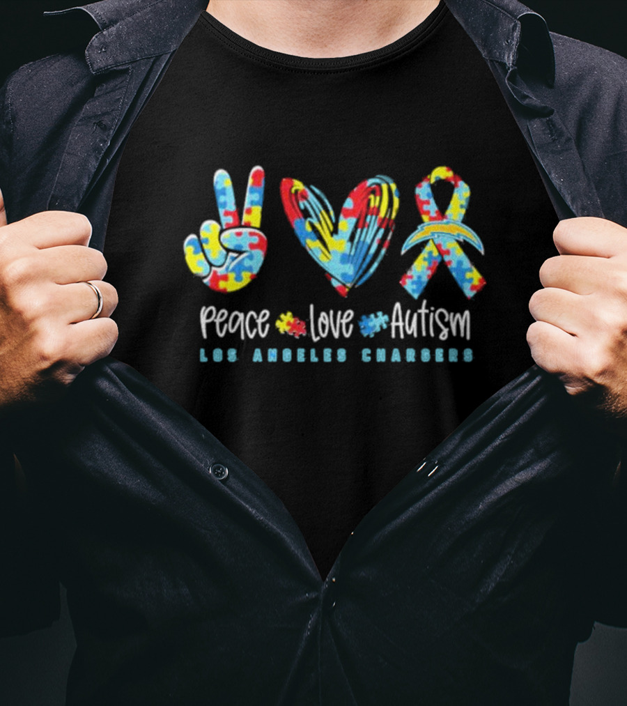 Peace Love Autism Los Angeles Chargers NFL T-Shirt