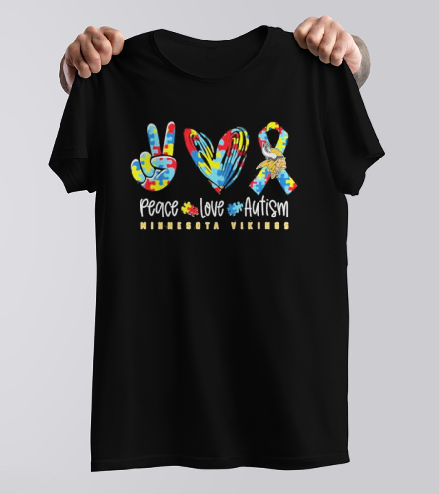 Peace Love Autism Minnesota Vikings T-Shirt