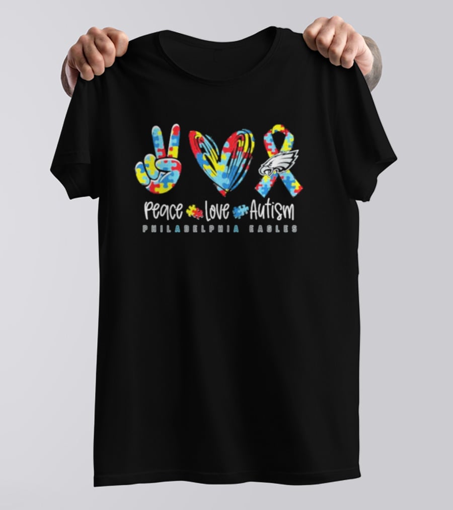 Peace Love Autism Philadelphia Eagles NFL T-Shirt