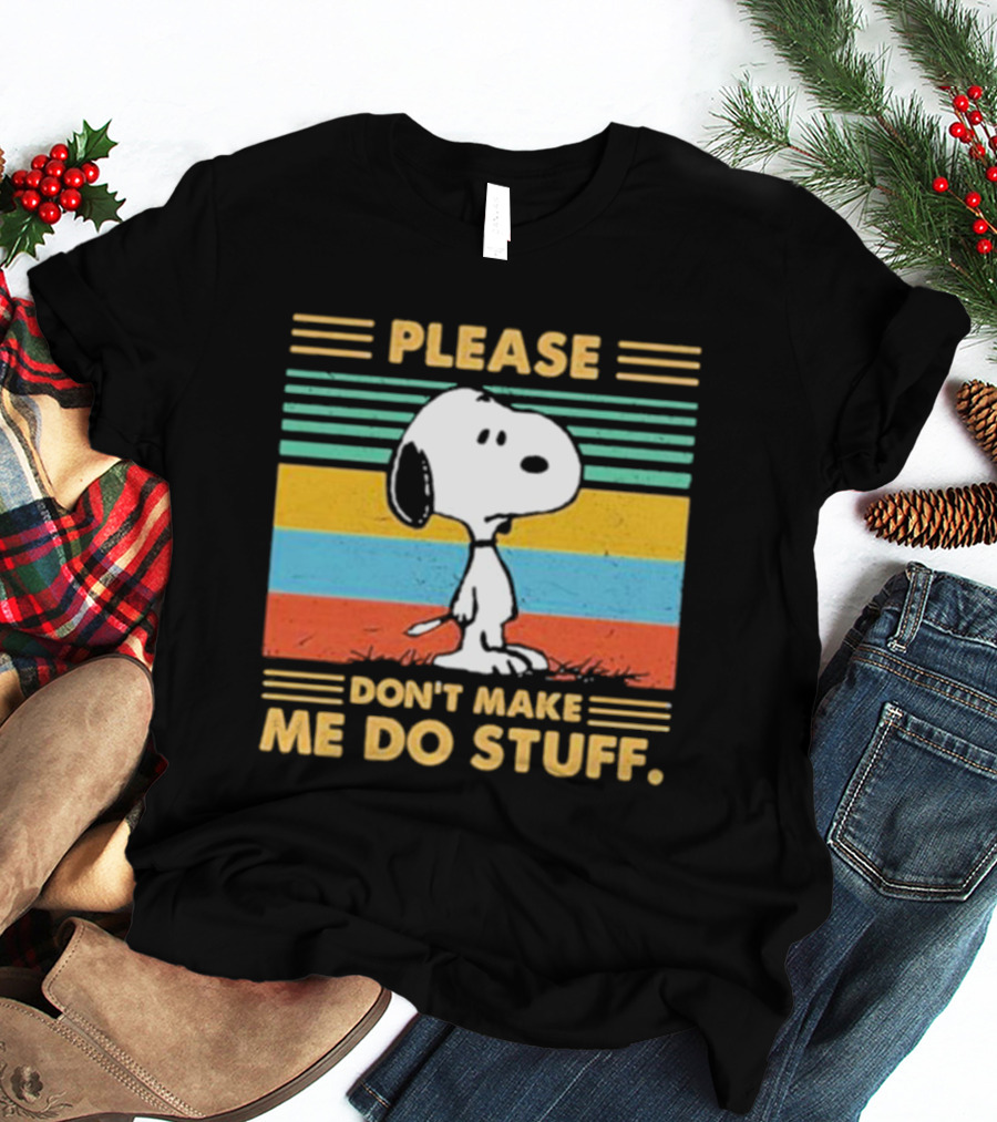 Snoopy Please Don’t Make Me Do Stuff Vintage Retro Colors T-Shirt