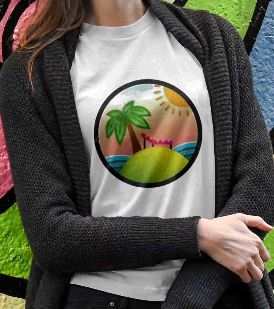 Tanstack Just Relax In Color Sunny Beach Island With Palm Tree And Lounge Chair T-Shirt