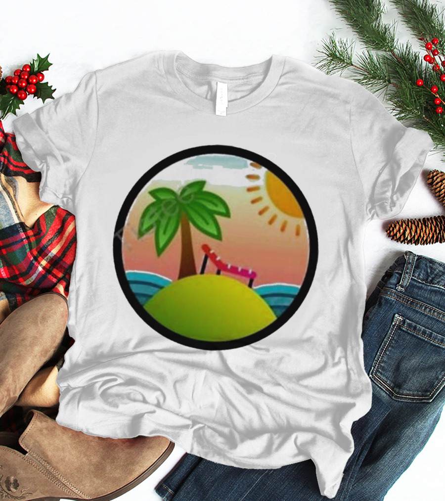 Tanstack Just Relax In Color Sunny Beach Island With Palm Tree And Lounge Chair T-Shirt