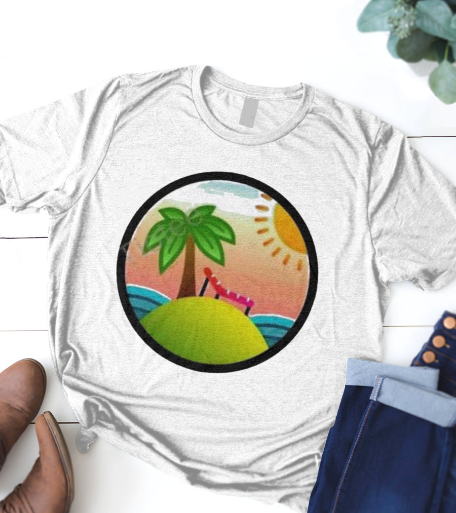 Tanstack Just Relax In Color Sunny Beach Island With Palm Tree And Lounge Chair T-Shirt