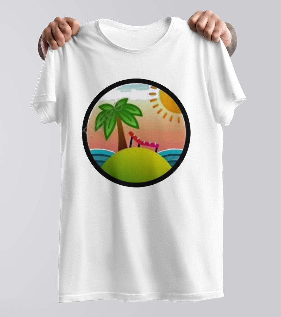 Tanstack Just Relax In Color Sunny Beach Island With Palm Tree And Lounge Chair T-Shirt