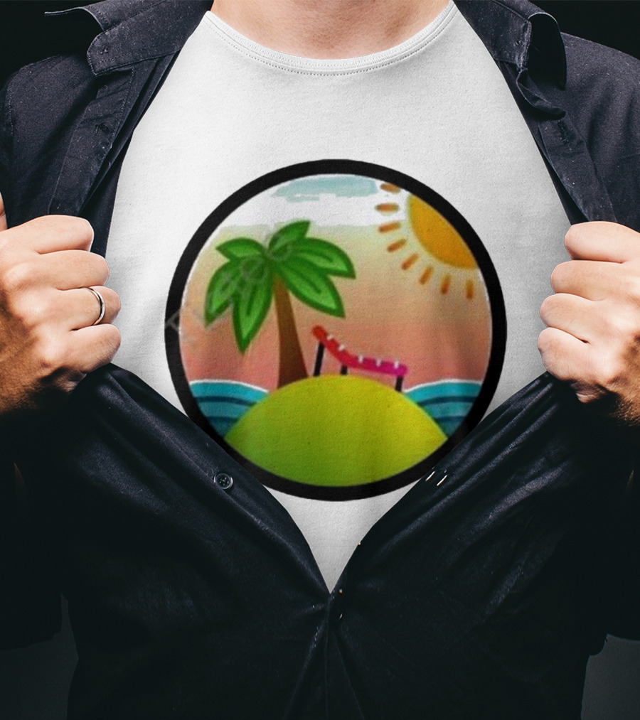 Tanstack Just Relax In Color Sunny Beach Island With Palm Tree And Lounge Chair T-Shirt