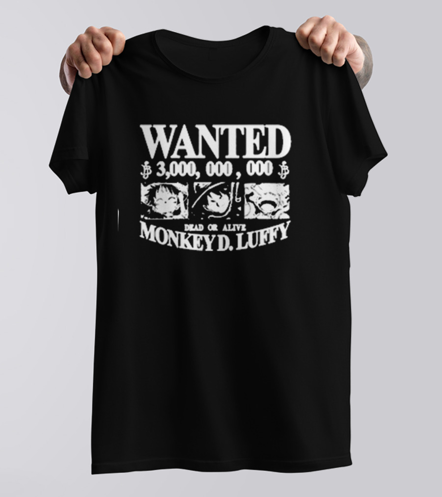 Wanted 3,000,000,000 Dead Or Alive Monkey D. Luffy One Piece T-Shirt