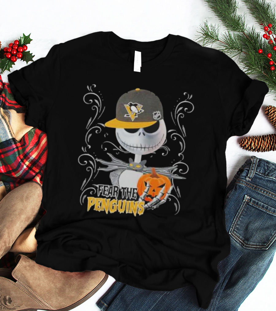 Jack Skellington Fear The Penguins Pittsburgh Halloween Pumpkin T-Shirt