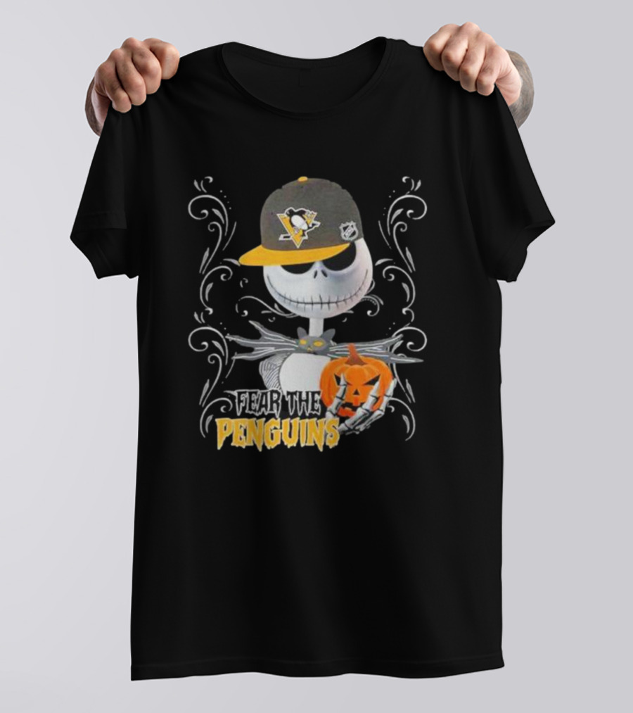 Jack Skellington Fear The Penguins Pittsburgh Halloween Pumpkin T-Shirt