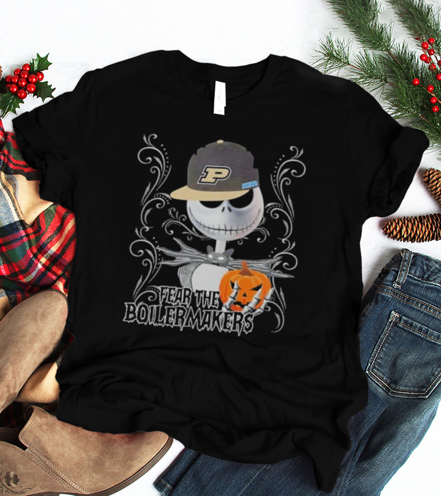 Jack Skellington Fear The Purdue Boilermakers Halloween Pumpkin T-Shirt