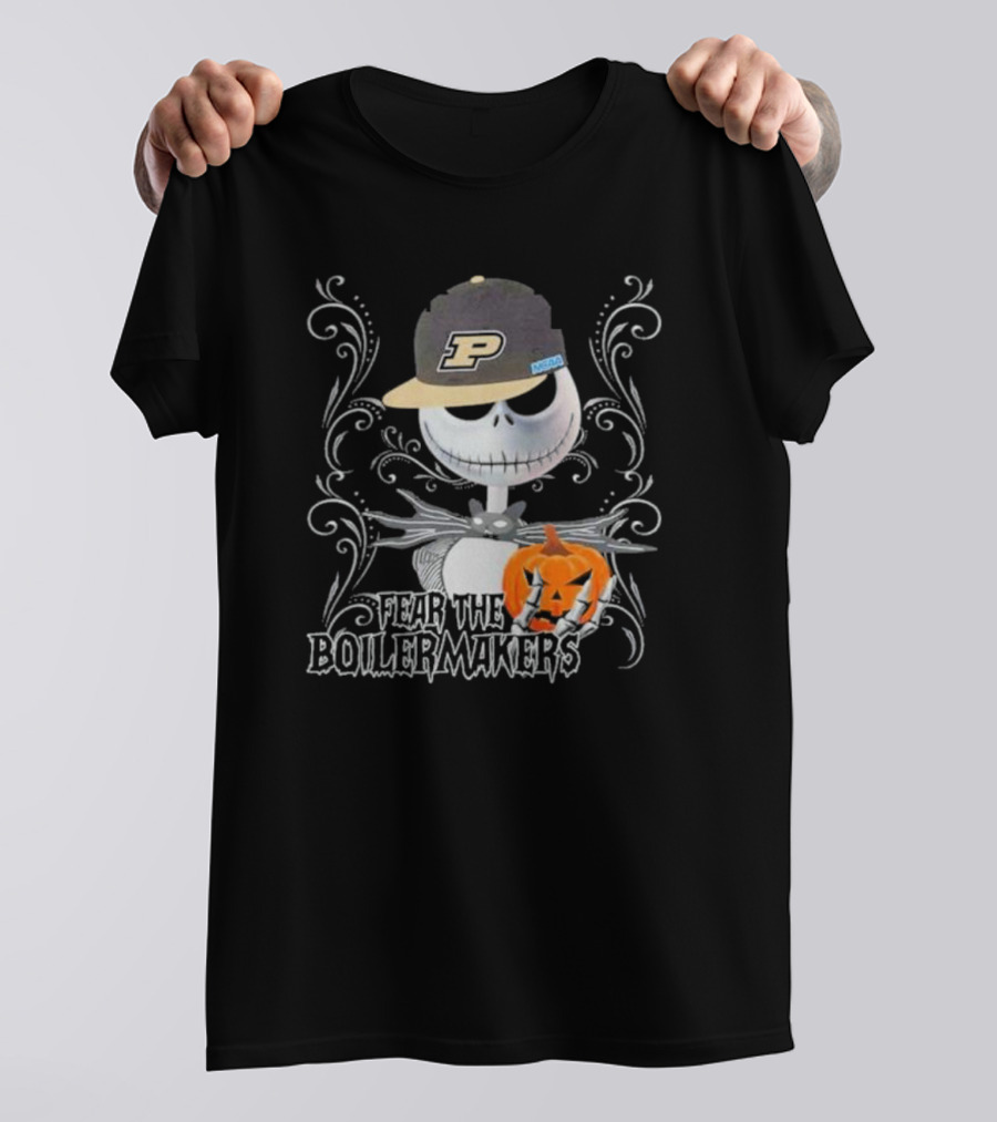Jack Skellington Fear The Purdue Boilermakers Halloween Pumpkin T-Shirt