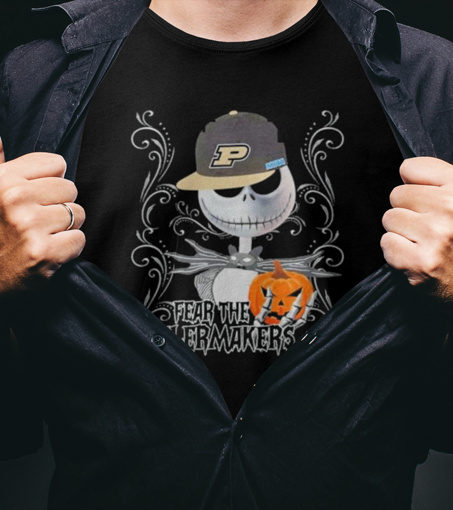 Jack Skellington Fear The Purdue Boilermakers Halloween Pumpkin T-Shirt