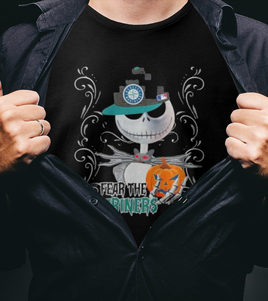 Jack Skellington Seattle Mariners Halloween Pumpkin Fear The Mariners T-Shirt