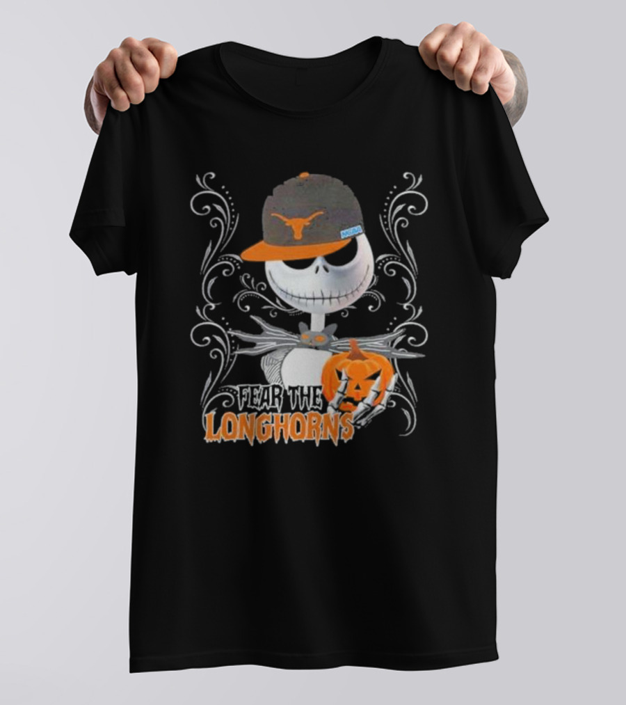 Fear The Longhorns Jack Skellington Pumpkin Halloween T-Shirt