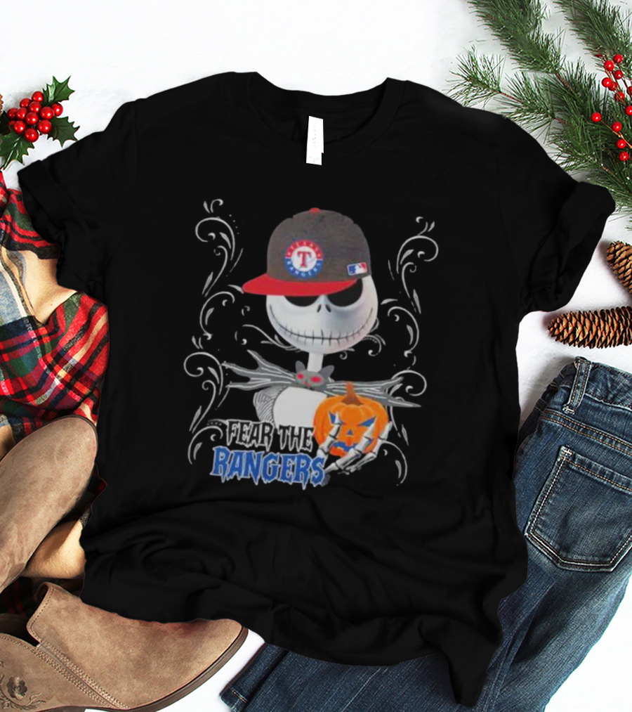 Jack Skellington Fear The Texas Rangers Halloween Pumpkin MLB Hat T-Shirt