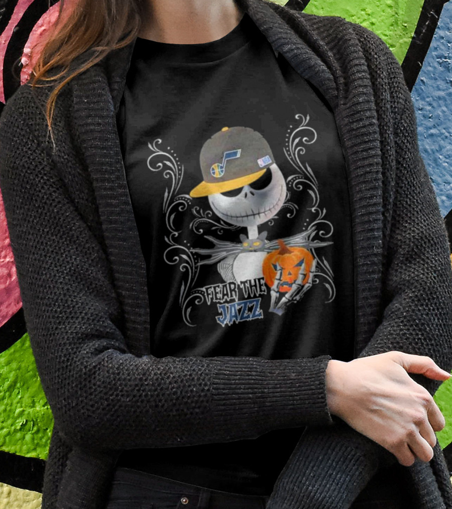 Jack Skellington Fear The Jazz Utah Pumpkin Halloween T-Shirt