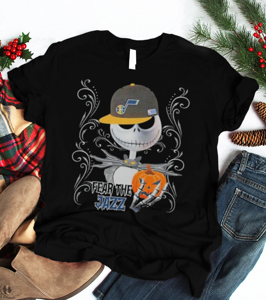 Jack Skellington Fear The Jazz Utah Pumpkin Halloween T-Shirt