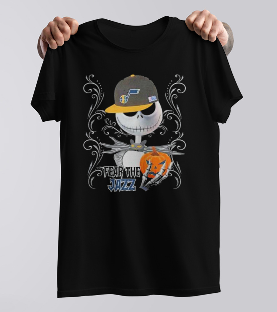 Jack Skellington Fear The Jazz Utah Pumpkin Halloween T-Shirt