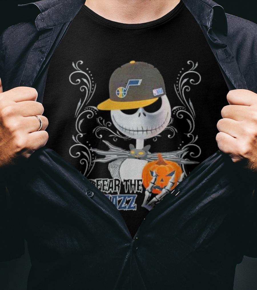 Jack Skellington Fear The Jazz Utah Pumpkin Halloween T-Shirt