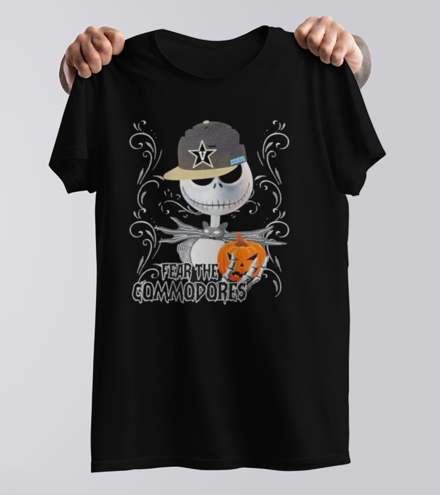 Fear The Commodores Jack Skellington Vanderbilt Pumpkin Halloween T-Shirt
