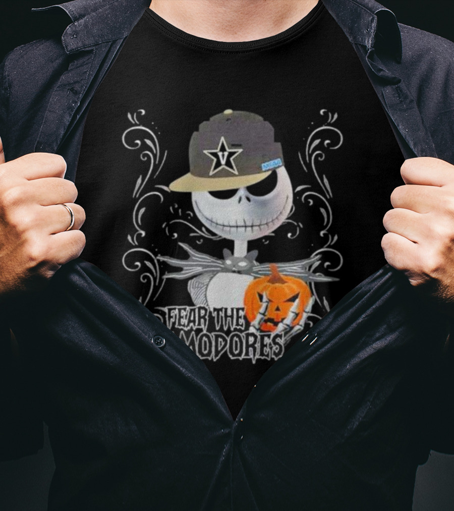 Fear The Commodores Jack Skellington Vanderbilt Pumpkin Halloween T-Shirt