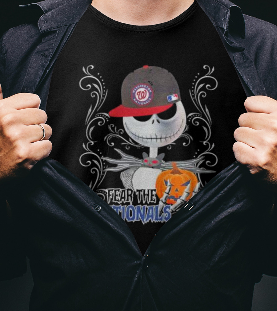 Jack Skellington Fear The Nationals Halloween Pumpkin Washington Nationals Hat T-Shirt