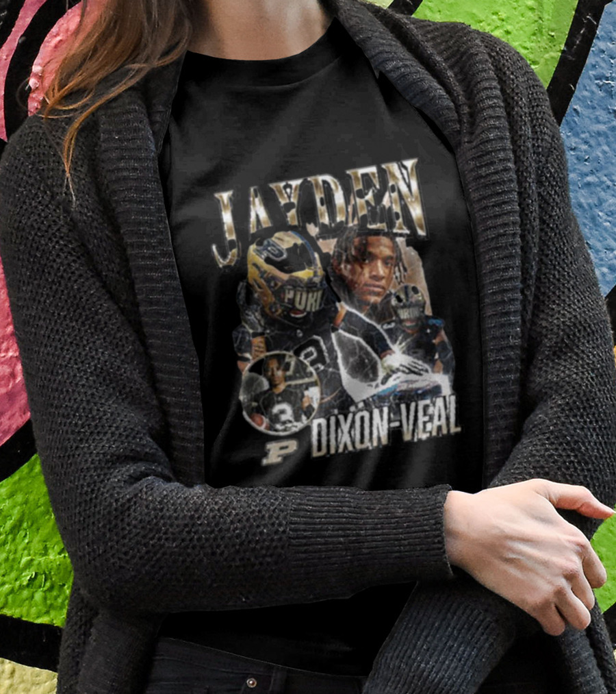 Jayden Dixon-Veal Purdue Boilermakers Football Player Portrait Montage T-Shirt