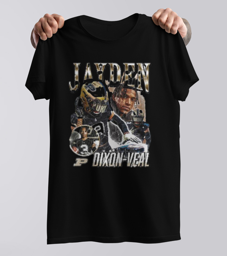 Jayden Dixon-Veal Purdue Boilermakers Football Player Portrait Montage T-Shirt