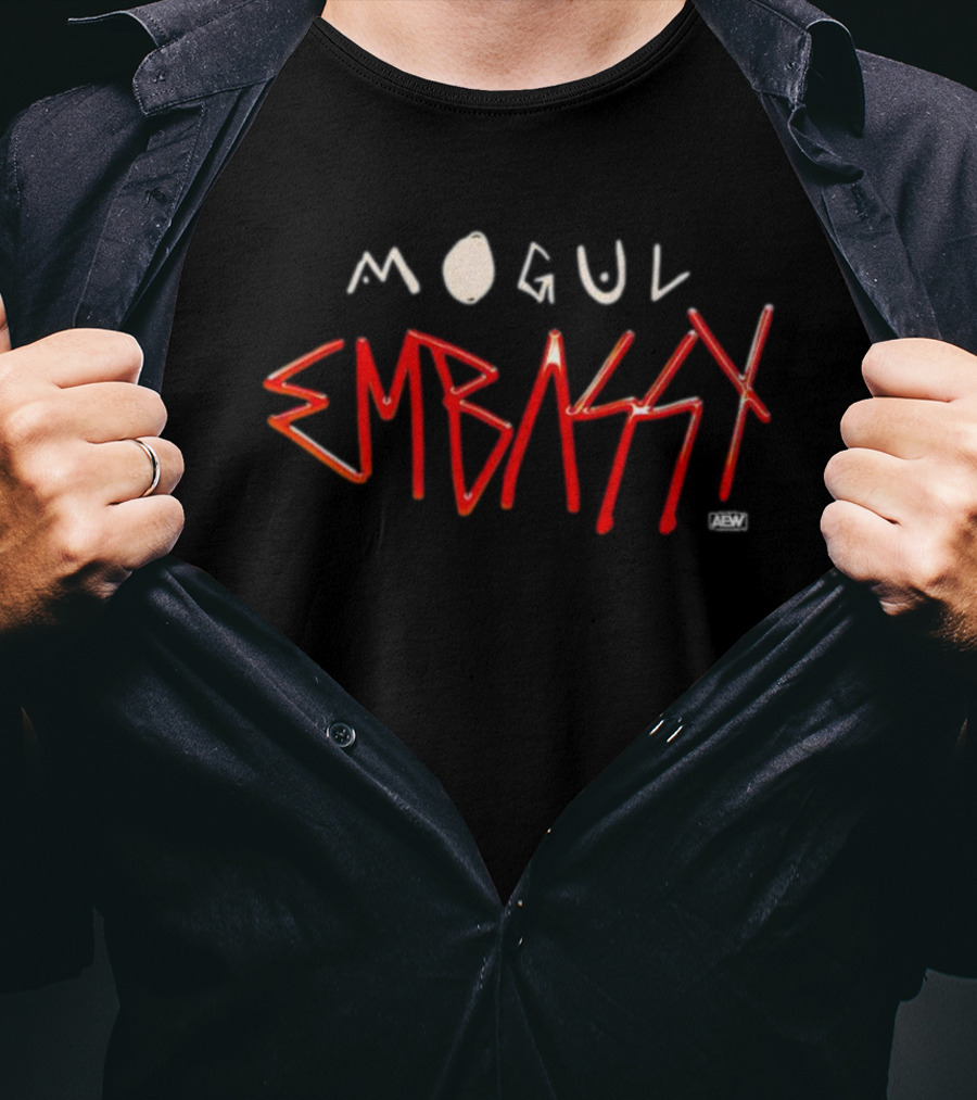 Mogul Embassy AEW Red Graffiti Text T-Shirt