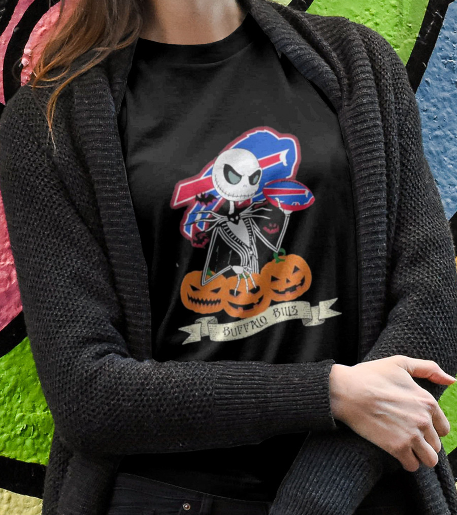 Buffalo Bills Jack Skellington NFL Football Halloween Pumpkins T-Shirt