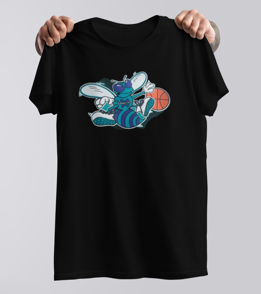 Charlotte Hornets Cartoon Mascot Basketball Playful T-Shirt