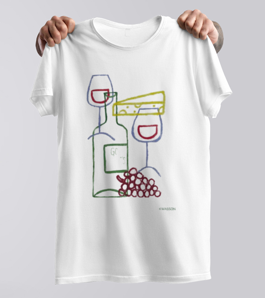 Wine Champagne Good Times Neon Wine Bottle Cheese Grapes T-Shirt