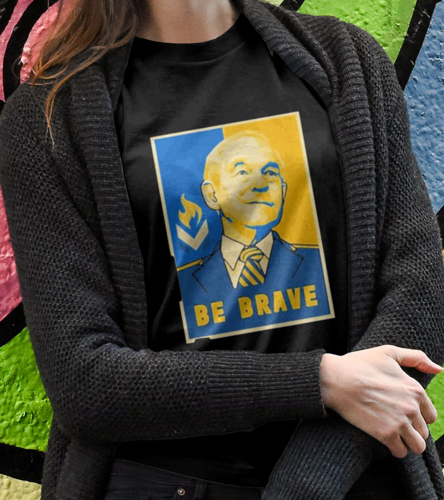 Ron Paul Be Brave Inspirational Blue And Yellow T-Shirt