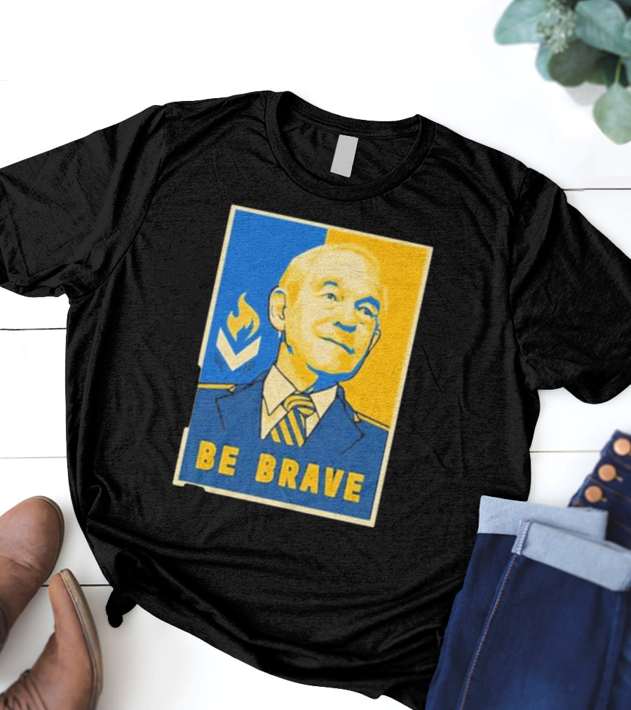 Ron Paul Be Brave Inspirational Blue And Yellow T-Shirt