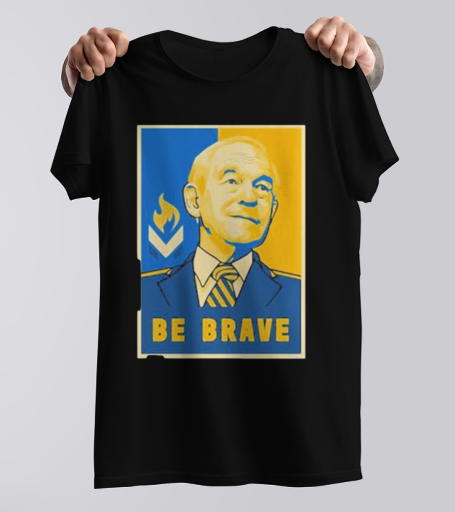 Ron Paul Be Brave Inspirational Blue And Yellow T-Shirt